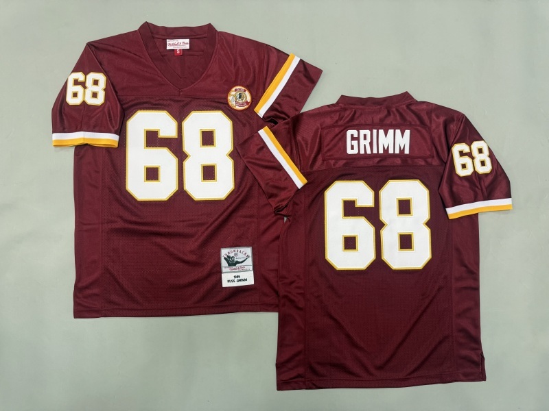 Men 2025 Washington Redskins #68 Grimm red Throwback Limited NFL Jersey style 001